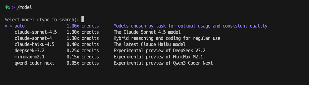 modelコマンドの結果